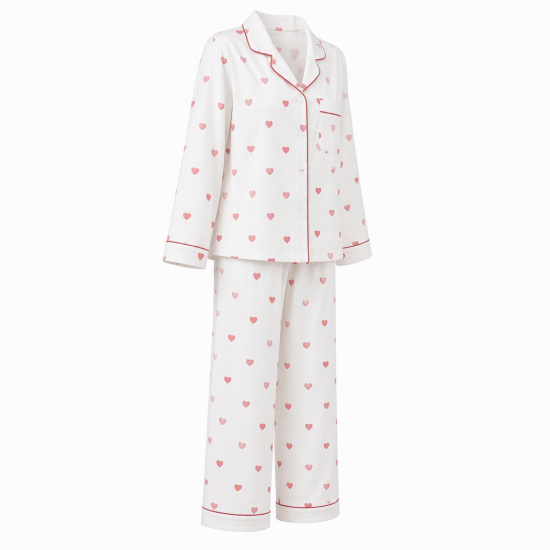 White Cotton Heart Pajamas