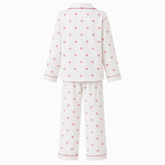 White Cotton Heart Pajamas