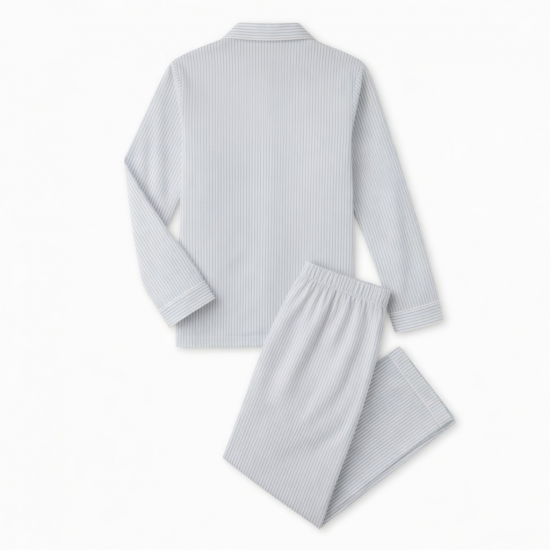 White Striped Button Women's Pajamas