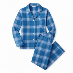 Blue Fleece Plaid Women's Pajamas