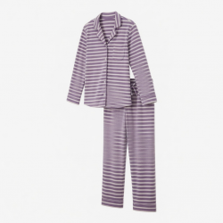 Fleece Striped Button Women's Pajamas