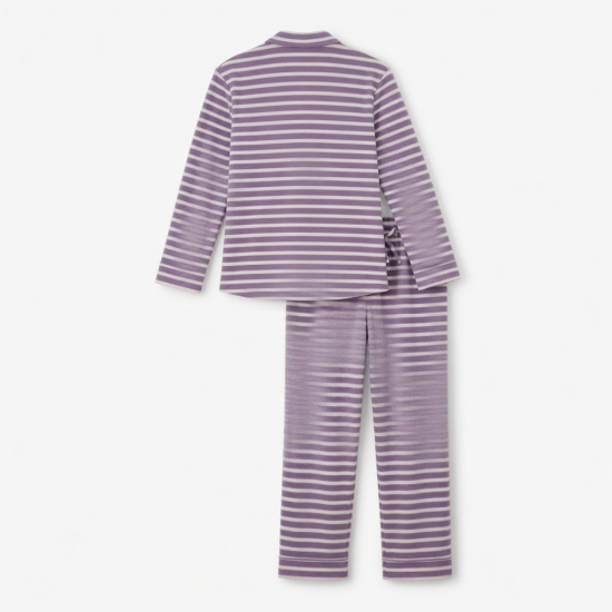 Fleece Striped Button Women's Pajamas