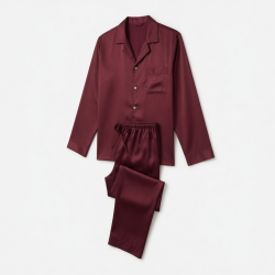 Burgundy Satin Silk Men's Pajamas