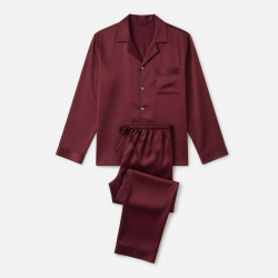 Burgundy Satin Silk Men's Pajamas