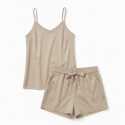 Beige Sleeveless Women's Pajamas
