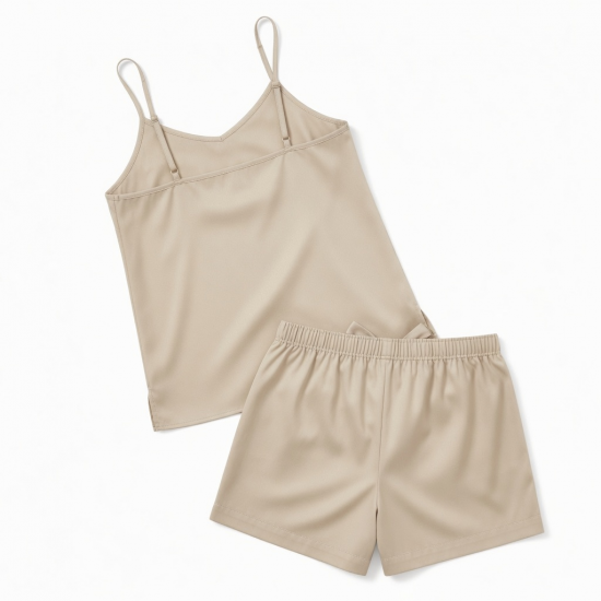 Beige Sleeveless Women's Pajamas