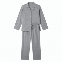 Grey Cotton Print Unisex Pajamas
