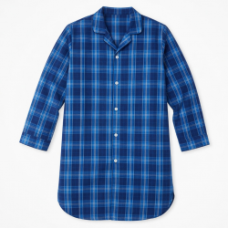 Royal Blue Plaid Striped Men's Nightshirt