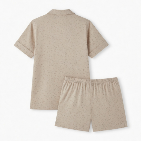 Beige Print Short Women's Pajama Set