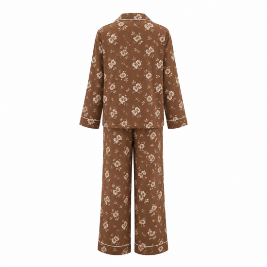 Brown Print Women's Pajama Set