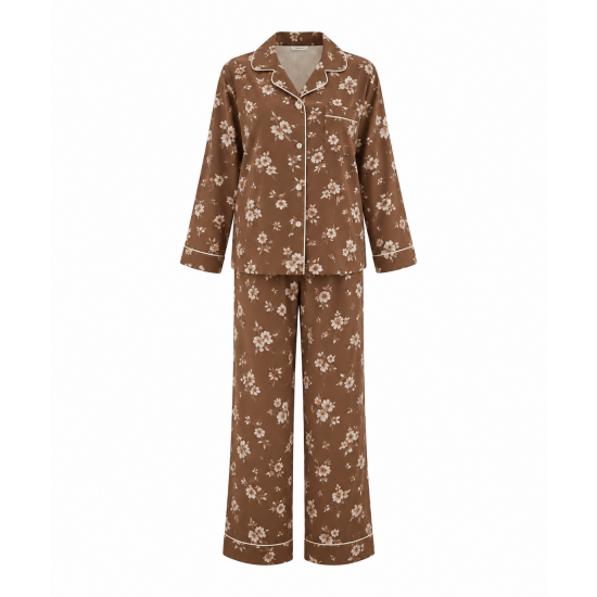 Brown Print Women's Pajama Set