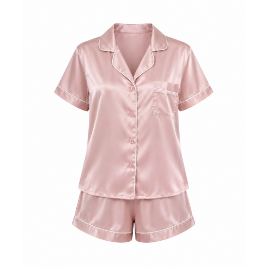 Summer Fashion Women Two Pieces Sleepwear Soft Silk Casual Pajama Sets()