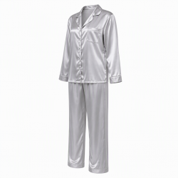 Fashion Unisex Satin Nightgown Top Pants Soft Silk Casual Pajama Sets Couple Sleepwear(XS-5XL)