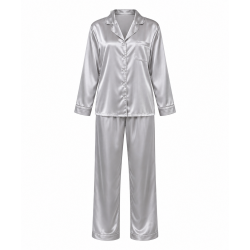 Fashion Unisex Satin Nightgown Top Pants Soft Silk Casual Pajama Sets Couple Sleepwear(XS-5XL)