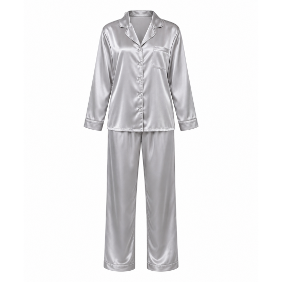 Fashion Unisex Satin Nightgown Top Pants Soft Silk Casual Pajama Sets Couple Sleepwear(XS-5XL)