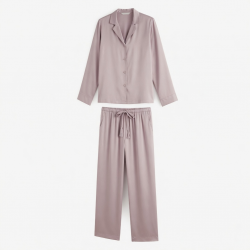 Fashion Women Two Pieces Sleepwear Soft Silk Casual Pajama Sets