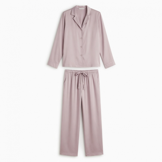Fashion Women Two Pieces Sleepwear Soft Silk Casual Pajama Sets