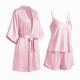 Women Fashion Soft Satin Two-Piece Pajamas Sets Ice Silk Nightgown Sleepwear（Plus Size XS-5XL）