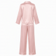 Cute Women's Silk Satin Pajamas Lapel Cardigan Top Elastic Waist Trousers Comfortable Set sleepwear Homewear