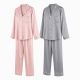 Couple Pajamas Women's Imitation Silk Men's Long Sleeve Set Ice Large Size Loungewear