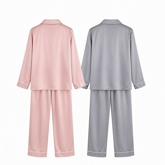 Couple Pajamas Women's Imitation Silk Men's Long Sleeve Set Ice Large Size Loungewear