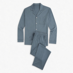 Men's Modal Cotton Long Sleeve Pajama Set, Anti-Mite, Lightweight Loungewear with Pockets