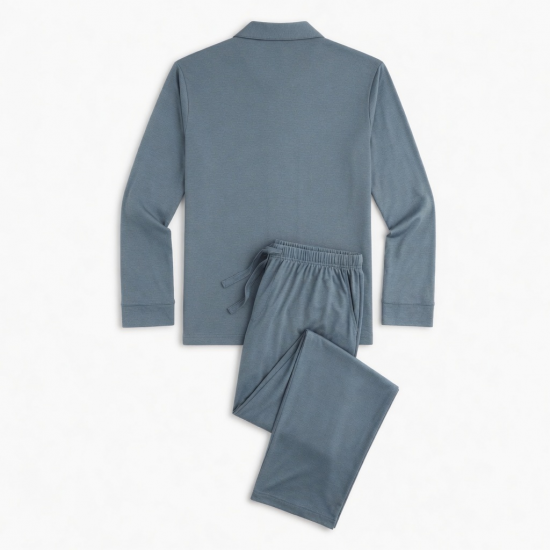 Men's Modal Cotton Long Sleeve Pajama Set, Anti-Mite, Lightweight Loungewear with Pockets
