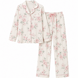Floral Print Pajamas Set, Long Sleeve Buttons Top & Elastic Waistband Pants, Women's Sleepwear Loungewear