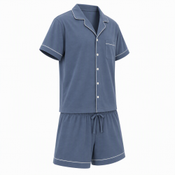Antibacterial Cotton Men's Pajama Set: Breathable Short Sleeve & Shorts Summer Loungewear