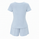 Cooling Pajama Set with Built-in Bra Summer Short Sleeve & Shorts/Long Pants Silk-like Loungewear for Women
