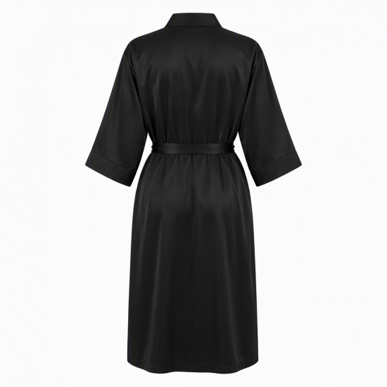 Black Style Bathrobe for Women, Summer Couple, Thin Nightgown Men, Seven Quarter Sleeve Pajamas