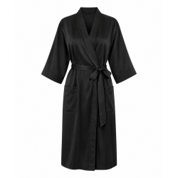 Black Style Bathrobe for Women, Summer Couple, Thin Nightgown Men, Seven Quarter Sleeve Pajamas