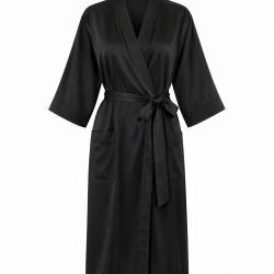 Black Style Bathrobe for Women, Summer Couple, Thin Nightgown Men, Seven Quarter Sleeve Pajamas