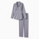 Women's Pajama Set with Built-in Bra - Long Sleeve Cotton Loungewear, Button Front Top & Pants for Home or Out