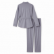 Women's Pajama Set with Built-in Bra - Long Sleeve Cotton Loungewear, Button Front Top & Pants for Home or Out