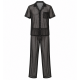 Men Pajamas Set Mesh Fabric See-Through Nightwear Sleepwear PJ