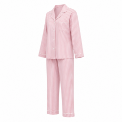 Striped Sleepwear Set Breathable Fabric Women's Nightwear Comfort Wear Pajamas