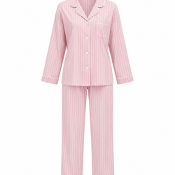Striped Sleepwear Set Breathable Fabric Women's Nightwear Comfort Wear Pajamas