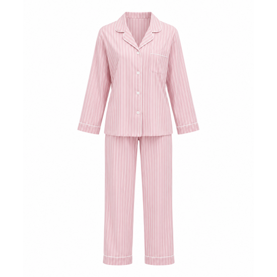 Striped Sleepwear Set Breathable Fabric Women's Nightwear Comfort Wear Pajamas