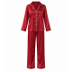 Women Silk Satins Pajamas Set,Christmas Long Sleeve Sleepwear Pants Set